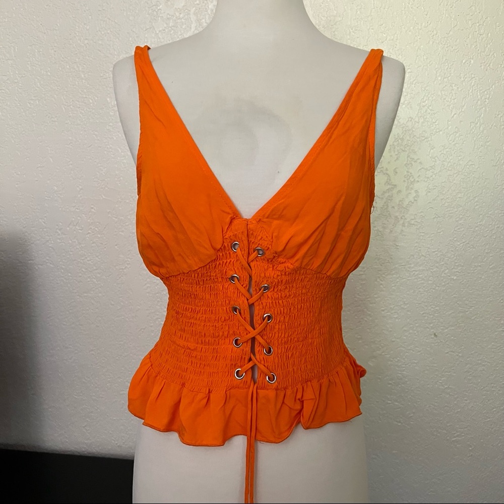 Orange Top Size Small corset synched